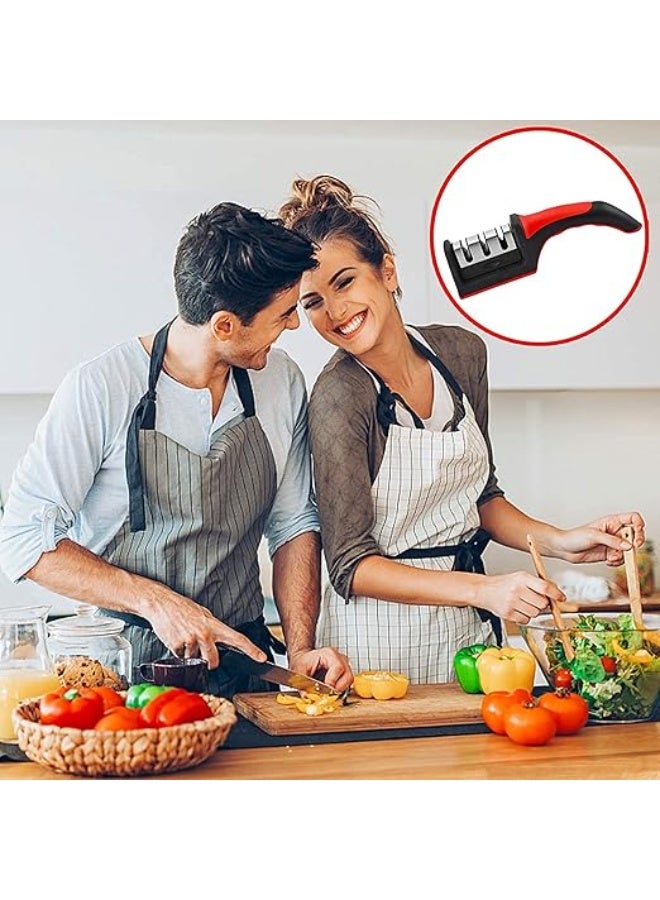 مبراة سكاكين مونكان الممتازة ذات القاعدة المانعة للانزلاق والتصميم المريح، مثالية لشحذ وتلميع سكاكين المطبخ، مع سهولة الشحذ اليدوي للسكاكين المستقيمة، مثالية للاستخدام المنزلي. - Image 4